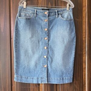 Banana Republic Light Blue Denim Button-Front Pencil Skirt
